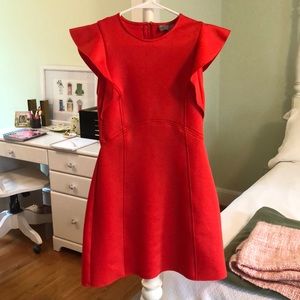 ASOS Scuba Skater Dress With Frill Detail